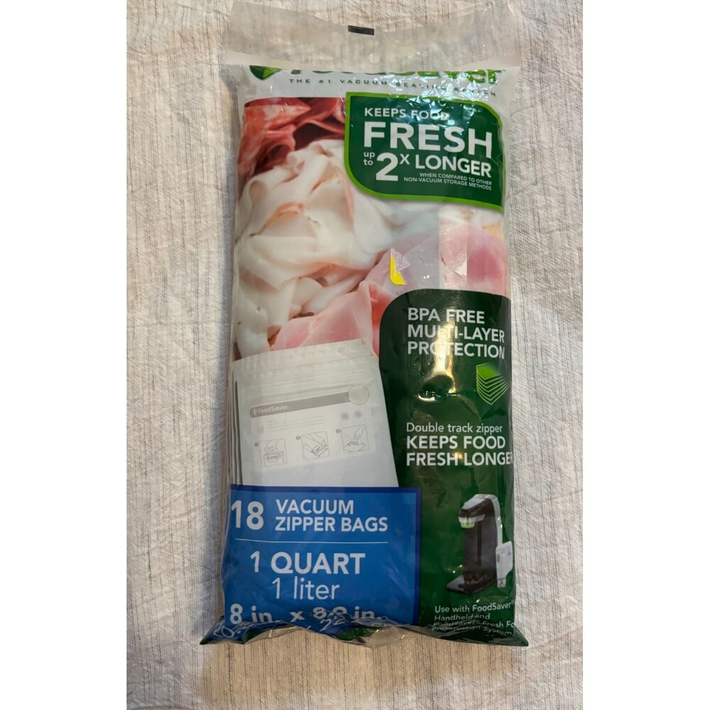 FoodSaver 1 Quart Vacuum Zipper Bags 18 Count New Sealed BPA Free